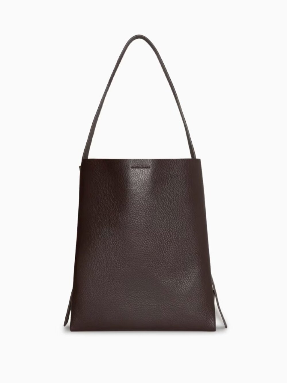 COS MEDIUM SHOPPER TOTE in GRAINED LEATHER - DARK BROWN